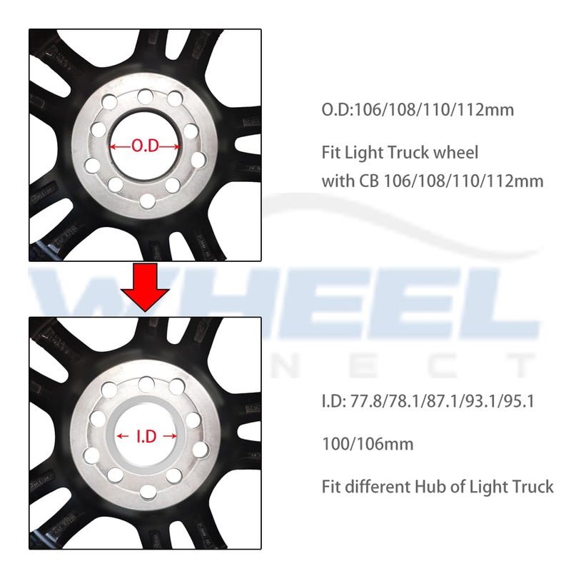 WHEEL CONNECT Hub Centric Rings, 106 to 78.1, Set of 4, Aluminium Alloy Hubrings, O.D:106mm I.D:78.1mm. A - Image 3
